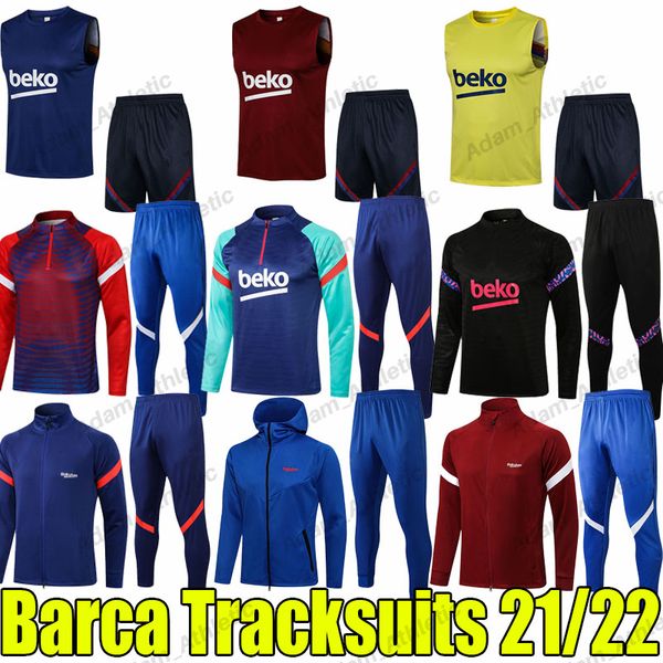 

barca tracksuits 2021/22 ansu fati pedri memphis training suits f.de jong kun aguero football jackets jordi alba o.dembele hoodies sports we, Black