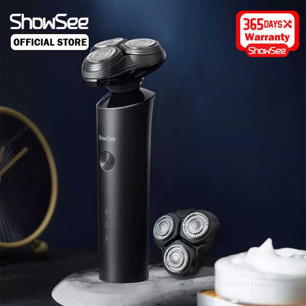 

showsee electric shaver dry wet shaver razor beard trimmer ipx7 waterproof type-c charging washable shaving machine for men p0817