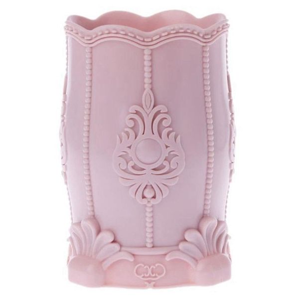 

bathroom storage & organization makeup brush pen holder cosmetic case organizer carved pot deskgift(pink)