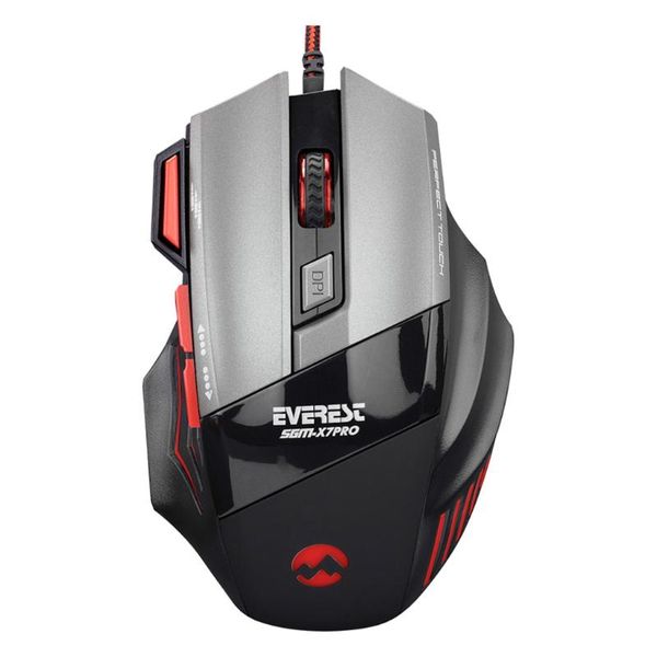 

everest x7 pro 7200dpi makrolu gaming oyuncu mouse + pad led rgb mice