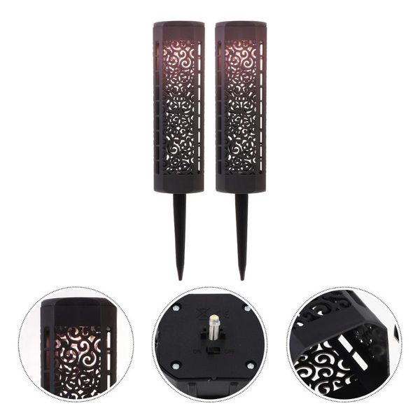 

lawn lamps 2pcs decorative solar outdoor garden hollowed yard lights black