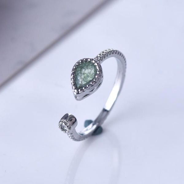 

wedding rings reative dainty gold color natural green stone open adjustable 9 2 5 ring for women stacking jewelry gifts, Slivery;golden