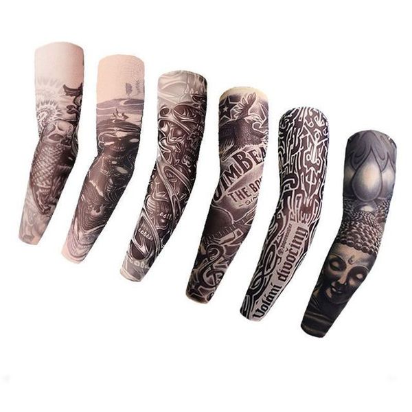 

fashion accessories outdoor cycling sleeves 3d tattoo printed armwarmer uv protection bike bicycle arm ridding sleeve, Silver