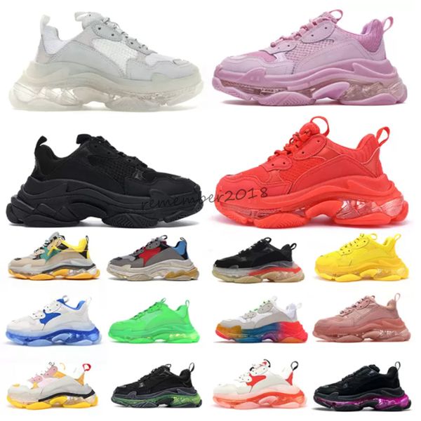 

classic luxurys designers men trainers original triple s shoes beige white black pink green blue yellow paris 17 fw crystal bottom women fas, White;red