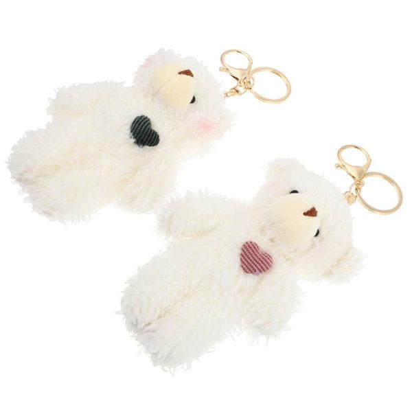 

keychains 2pcs key chain pendants plush bear bag hanging rings pendant, Silver