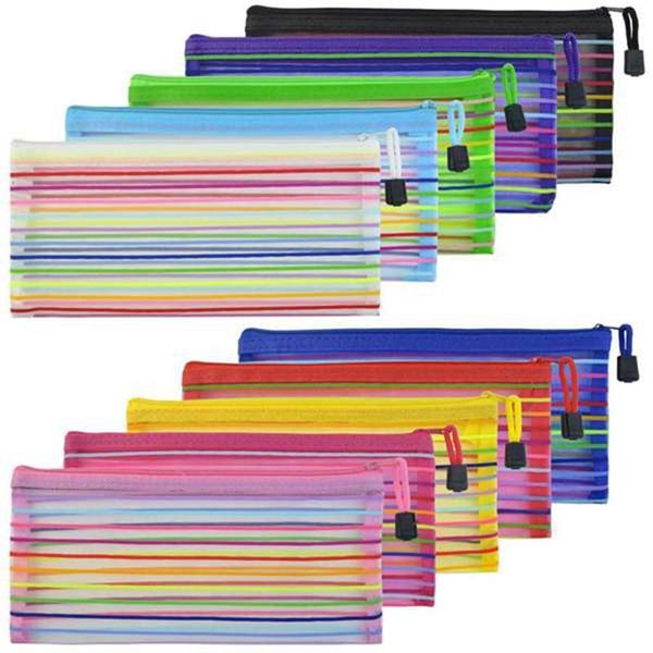 

pencil bags 50 mesh zipper multifunctional for storing stationery and office supplies, about 23x11cm