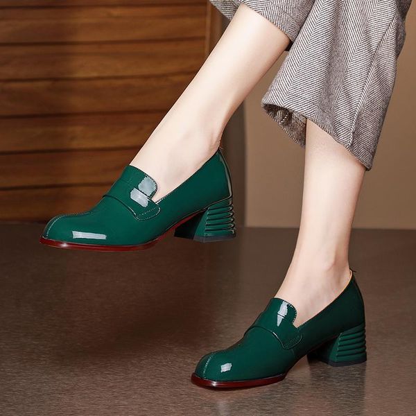 

shoes woman thick high heels shallow mouth genuine leather women office 2021 summer wedding party ladies pumps dress, Black