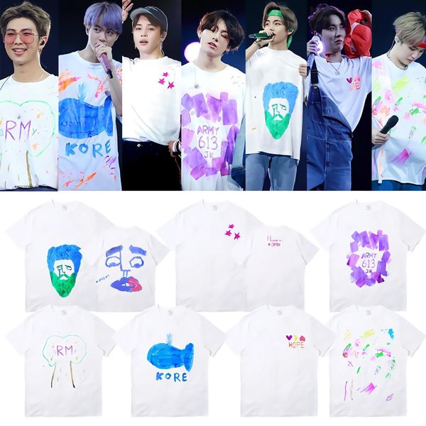 

cap sleeve kpop bulletproof women boy scouts hand painted print summer short simple graphic, White