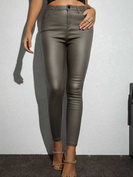 

apperloth a high waist pu leather skinny pants d7fj#, Black;white