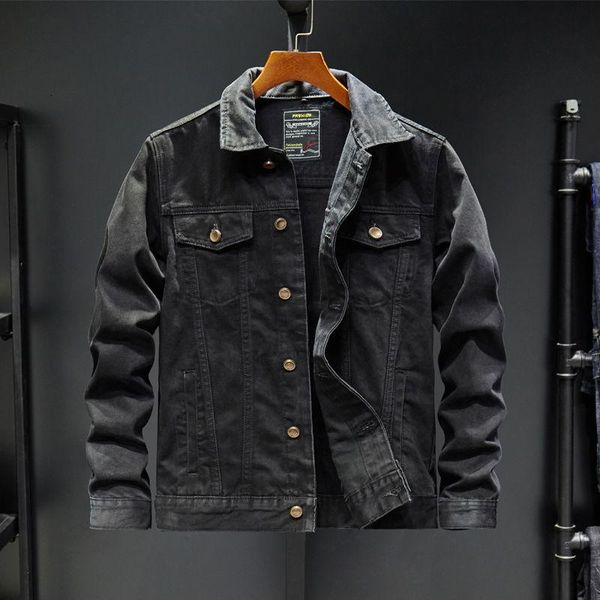 

men's jackets autumn youth fashion casual pilot jacket denim black coat package mail loose college streets trend 2021, Black;brown