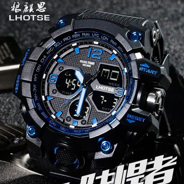 

wristwatches teenager students men's led dual display digital watch outdoor sports swimming waterproof southeast asian models, Slivery;brown