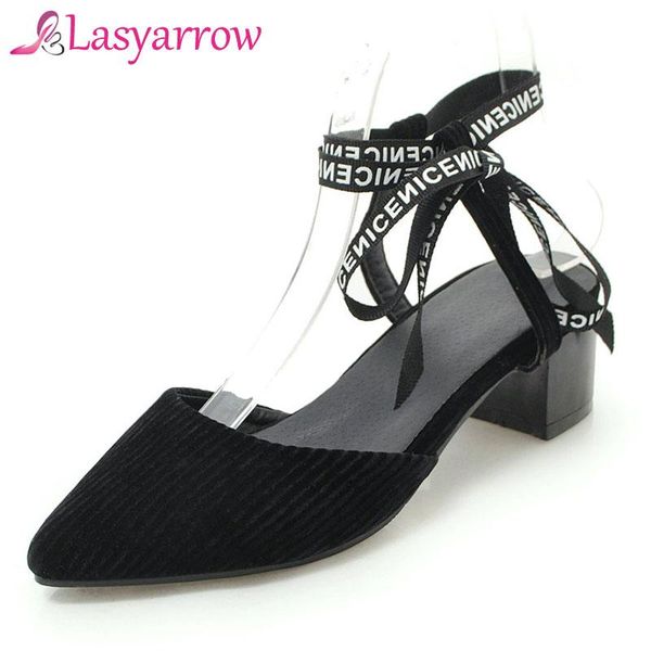 

dress shoes lasyarrow women slingback summer sandals for female casual footwear pointed toe elegant lacing med heel party wedding shoe, Black
