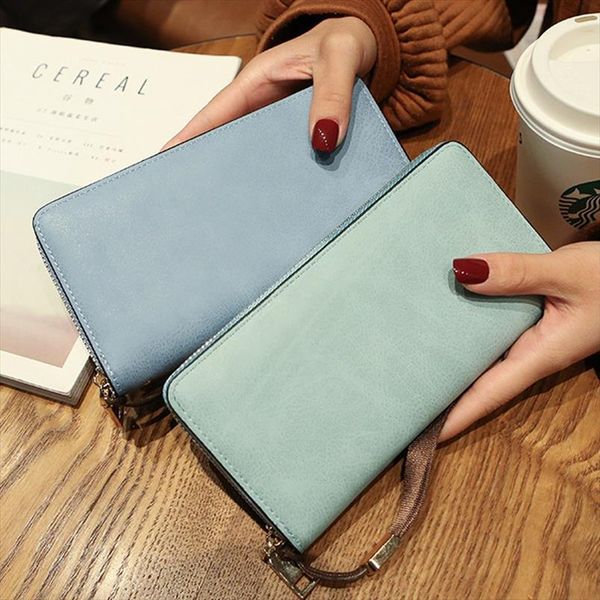 

female wallet woman long pu leather purse brand designer women quality wristband, Red;black