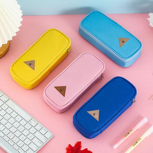 

pencil cases korean style candy color brief canvas case multifunction stationery storage organizer bag school supply