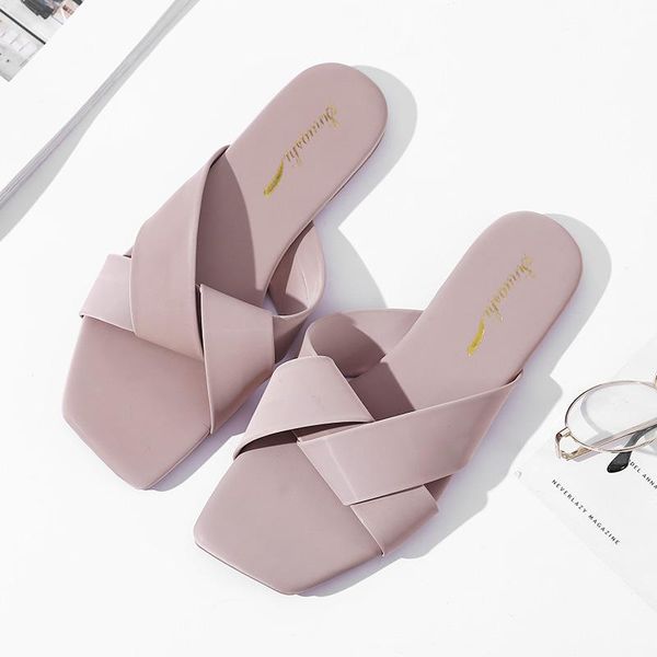 

solid women's sandals summer beach outdoor fashion flat slippers flip flops shoes, Black