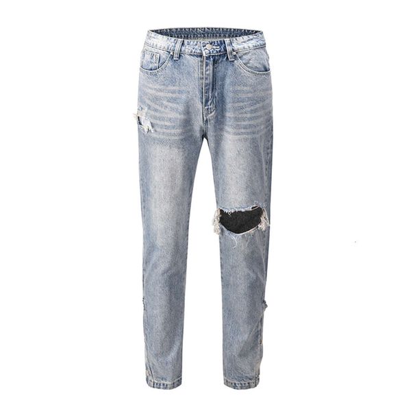 

clothing just button gat jeans for men high street retro stragith casual denim broek oversize hip hop baggy men's, Blue