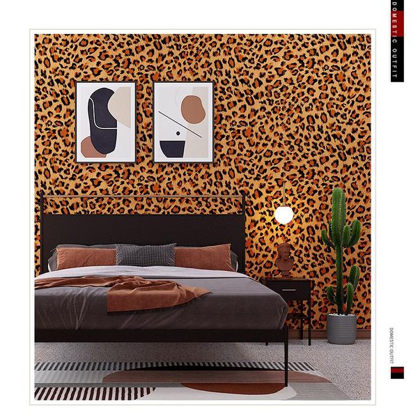 

wallpapers leopard wallpaper 3d background wall paper european modern minimalist bedside living room bedroom decoration