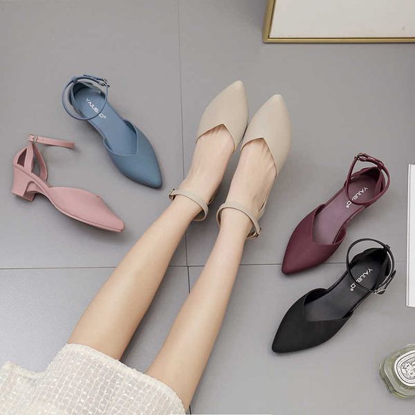 

spring autumn temperament pointed shoes women pumps basic fashion med heels pump for female designer slip on women shoe 210611, Black