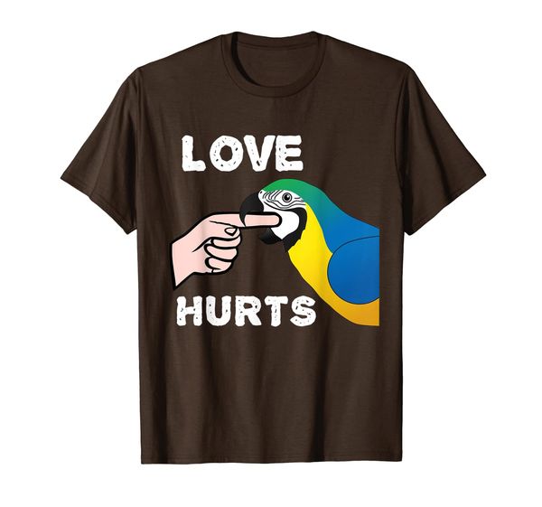 

love hurts blue and gold macaw parrot tshirt, White;black