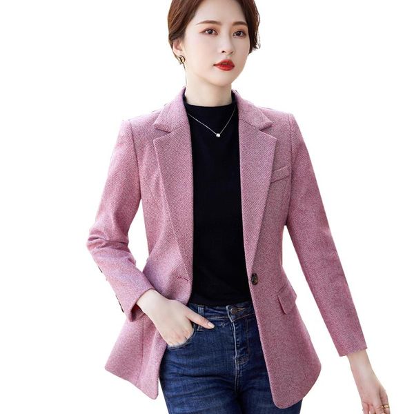 

women's suits & blazers arrival fashion blazer women ladies pink khaki gray coat female casual single button jacket for autumn, White;black