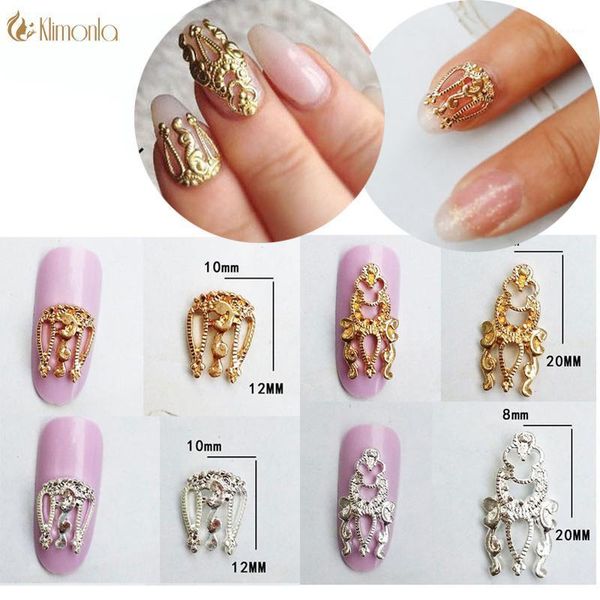 

40pcs gold &silver glitter rhinestones 3d alloy nail art decorations beauty accessories metal decoration supplies1, Silver;gold