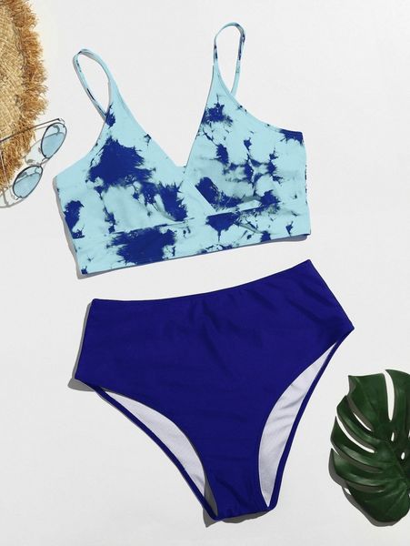 

plus tie dye bikini swimsuit b07y#, Black