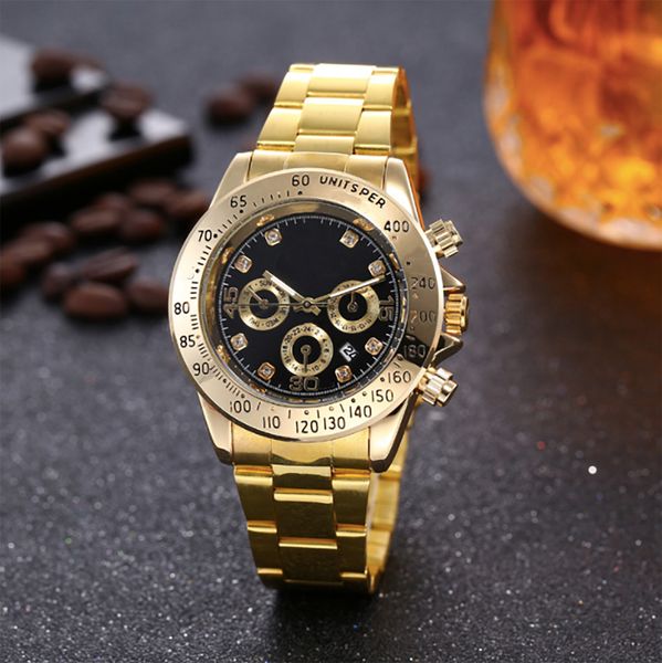 

arrive men's quartz watches classical casual round alloy calendar single folding buckle steel band wristwatch couplewatch, Slivery;brown