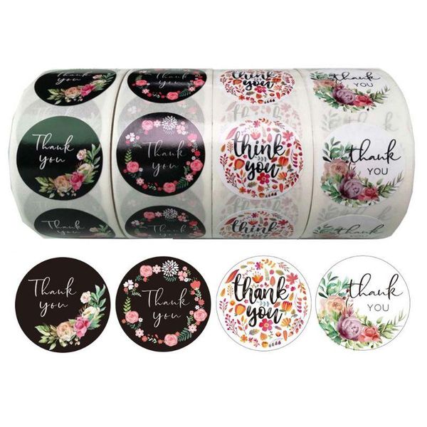 

gift wrap 500pcs/roll floral thank you sticker seal labels handmade scrapbooking decor stationery stickers
