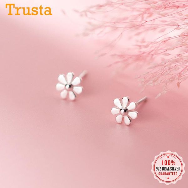 

stud trustdavis real 925 sterling silver fashion sun flower earring sweet birthday for women daughter fine jewelry gift da2151, Golden;silver