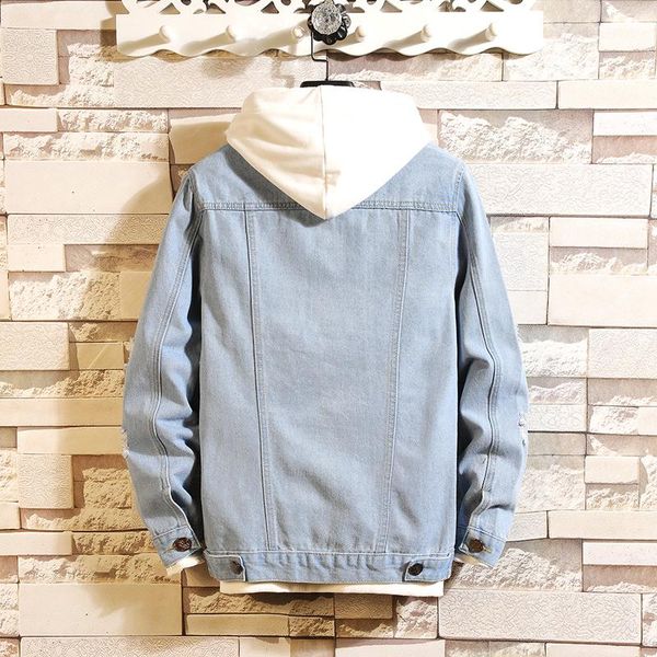 

men's jackets fashion autumn slim fit cotton denim jacket blue ripped hole jean coats cowboy youth men, Black;brown
