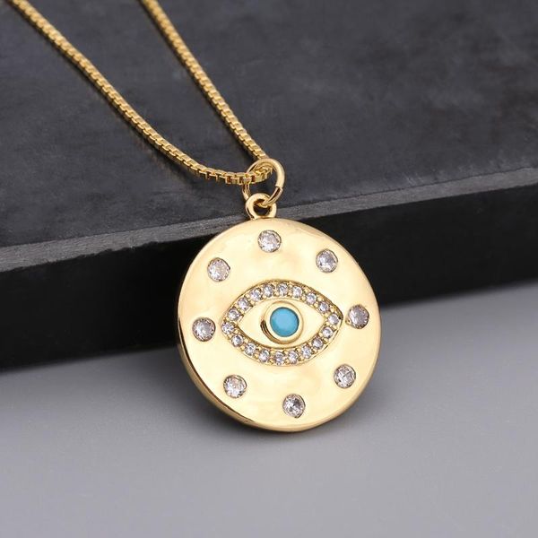 

pendant necklaces classice blue eye necklace women gold color 20*20mm chain for jewelry gift, Silver