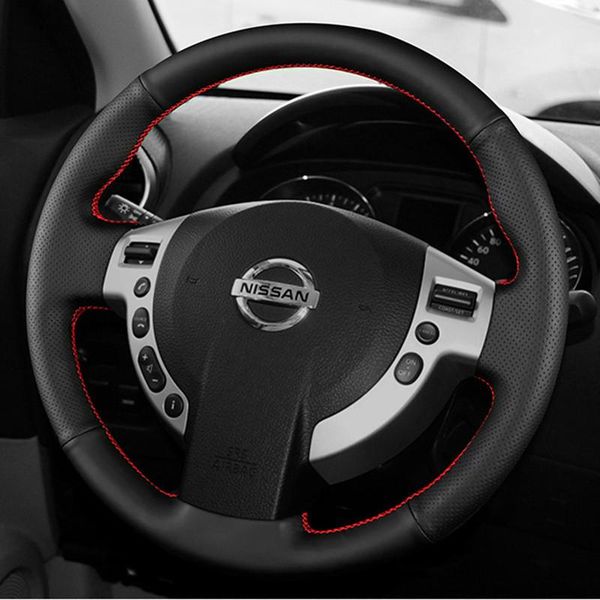 

steering wheel covers diy hand-stitched leather car cover for qashqai x-trail cefiro mx6 auto accessories