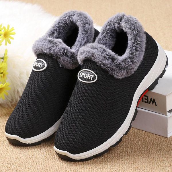

boots shoes woman winter women's cotton old beijing cloth fleece light non-slip warm luxury designer casual fashion, Black