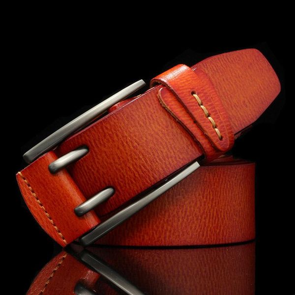 

belts vintage style pin buckle cow genuine leather for men mens jeans belt cinturones hombre drop, Black;brown