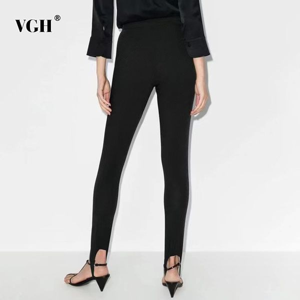 

vgh black casual trousers for women high waist minimalist solid full length pencil pants female new spring fashion clothing 210421, Black;white