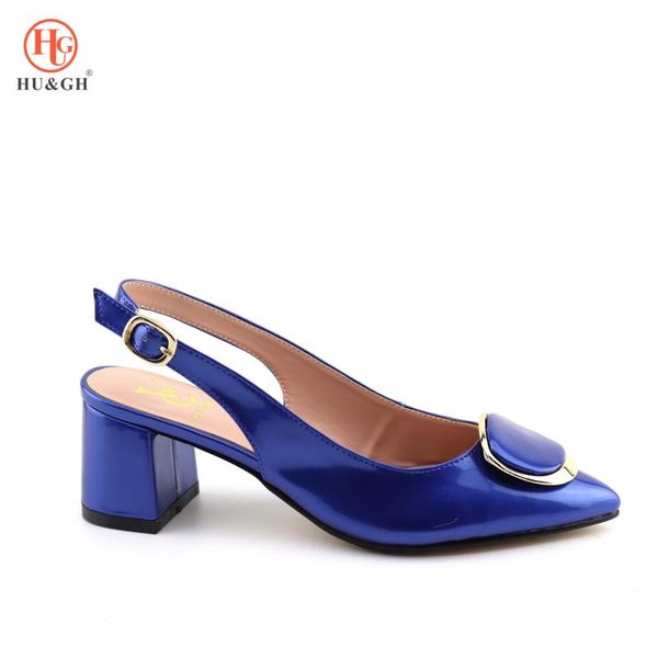 

dress shoes royal blue african women without bag matching set italian nigerian pointed toes sandals good quality low heels, Black