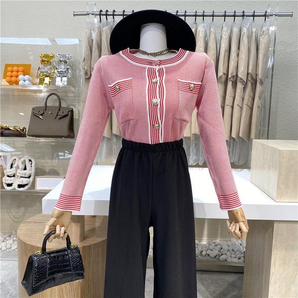 

women's jackets brand original design 2021 gentle temperament color sweater cardigan age - reducing plaid jacket, Black;brown