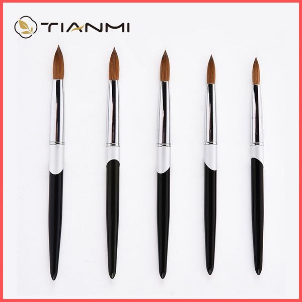 

acrylic nail brush crimped kolinsky sable uv art gel builder manicure flat round black tool tianmi brushes, Yellow