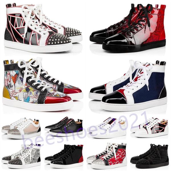 

mens casual shoes women outdoor red bottoms shoe studded spikes loafers sneakers suede leather flats couples ttrainers des chaussures b40, Black