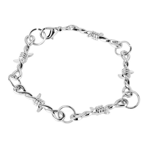 

link, chain small wire brambles iron choker bracelet women hip-hop gothic punk style barbed little thorns gifts, Black