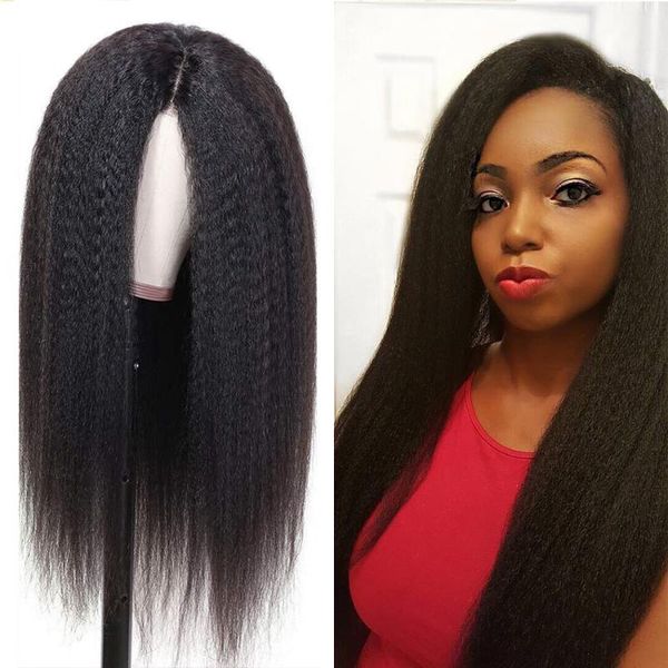 

lace wigs kinky straight 13x4 frontal human hair wig brazilian 10-28, Black;brown