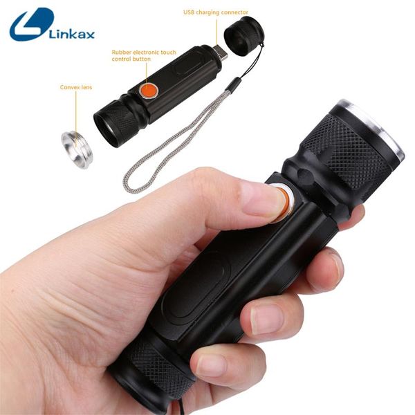 

lumiparty usb rechargeable 5000lm cob t6 led with magnet xm-l handy flash light pocket torch flashlights torches