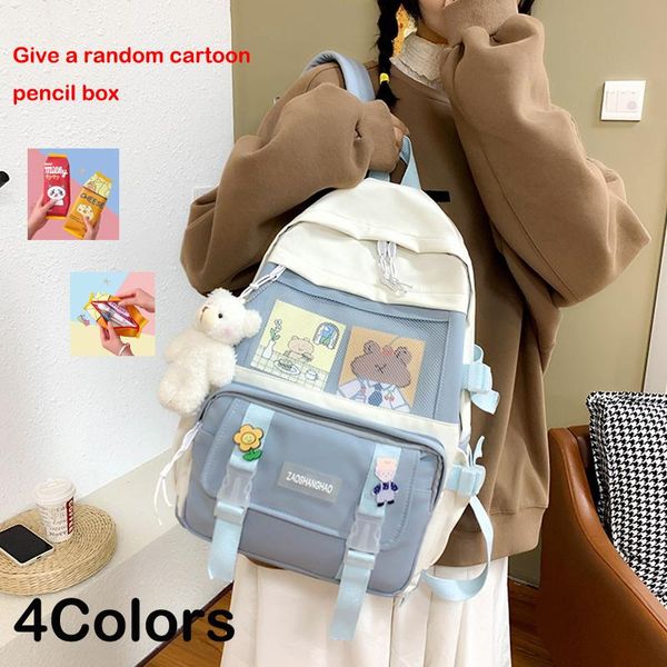 

school bags trendy cute women's fashion college student backpack junior high girl large capacity canvas kawayi bag
