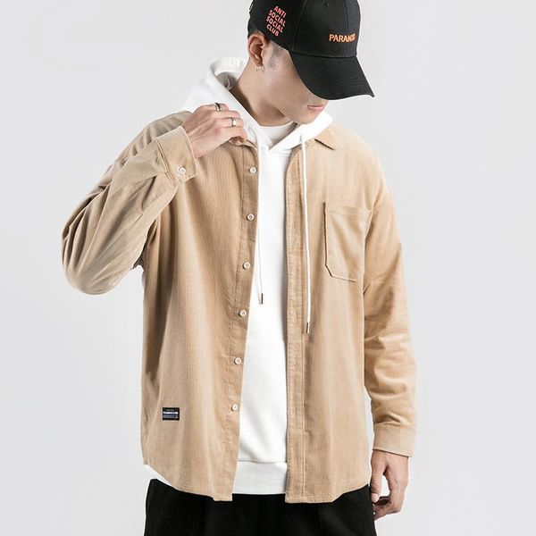 

men's vests corduroy long sleeve shirts japanese shirt fashion casual spring autumn striped slim fit male clothes 2021, Black;white
