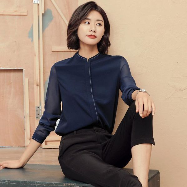 

women's knits & tees shirt long sleeve 2021 spring trendy professional large size chiffon autumn plus velvet thickened ol top, White