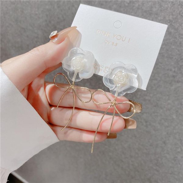 

dangle & chandelier bowknot is flower earrings south korean style fashionable sweet elegant geometric stud, Silver