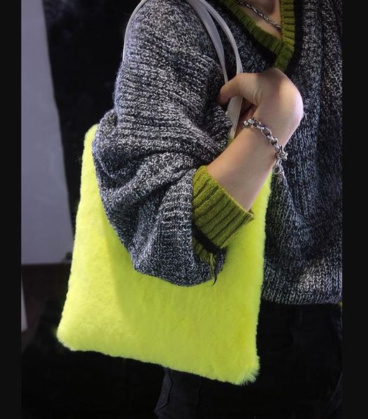 

shoulder bags textured plush bag all- fashionable women's