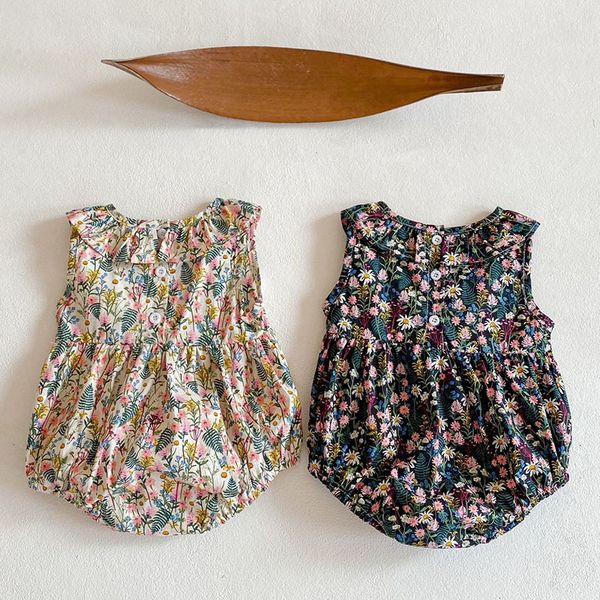 

summer infant jumpsuits sleeveless floral clothes girls clothing baby cute rompers, Blue