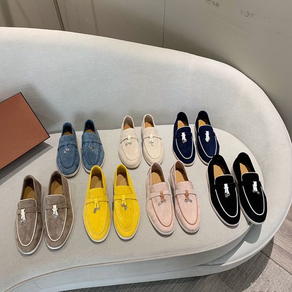 

2021 designer sneakers summer charms walk muller women shoes fashion luxury casual shoe classic suede walking flats calf skin mules platform, Black