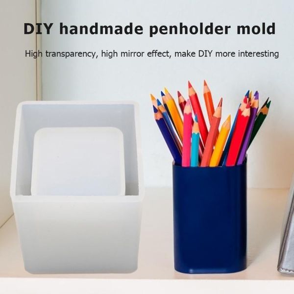 

silicone mold diy epoxy resin crystal mirror dried flower decor craft cosmetic brush storage pen holder geometric mould tools